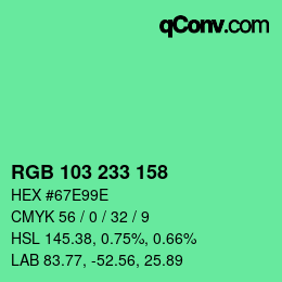 Color code: RGB 103 233 158 | qconv.com