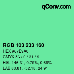 Color code: RGB 103 233 160 | qconv.com
