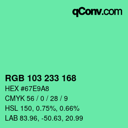 Color code: RGB 103 233 168 | qconv.com