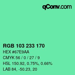 颜色代码: RGB 103 233 170 | qconv.com