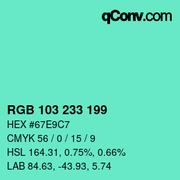 Color code: RGB 103 233 199 | qconv.com