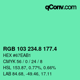 カラーコード: RGB 103 234.8 177.4 | qconv.com