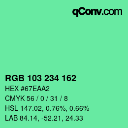 Color code: RGB 103 234 162 | qconv.com