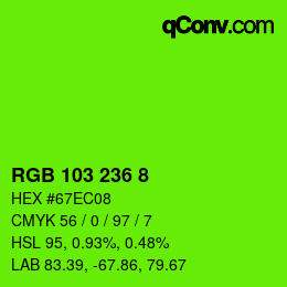 カラーコード: RGB 103 236 8 | qconv.com