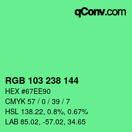 Color code: RGB 103 238 144 | qconv.com
