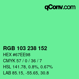 Color code: RGB 103 238 152 | qconv.com