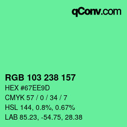 Color code: RGB 103 238 157 | qconv.com