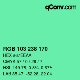 Color code: RGB 103 238 170 | qconv.com
