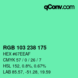 Color code: RGB 103 238 175 | qconv.com