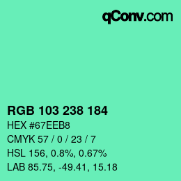 Color code: RGB 103 238 184 | qconv.com