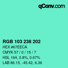 Color code: RGB 103 238 202 | qconv.com