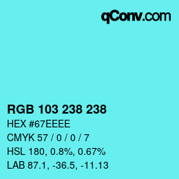 Color code: RGB 103 238 238 | qconv.com