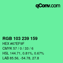カラーコード: RGB 103 239 159 | qconv.com