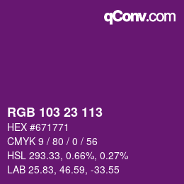 Color code: RGB 103 23 113 | qconv.com