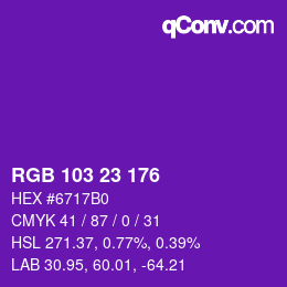 Color code: RGB 103 23 176 | qconv.com