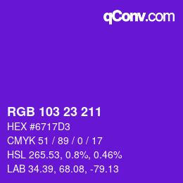 Color code: RGB 103 23 211 | qconv.com