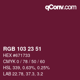 カラーコード: RGB 103 23 51 | qconv.com