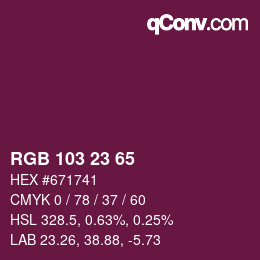 Color code: RGB 103 23 65 | qconv.com