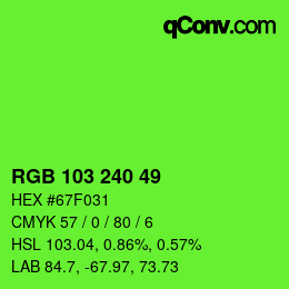 Color code: RGB 103 240 49 | qconv.com