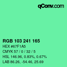 Color code: RGB 103 241 165 | qconv.com