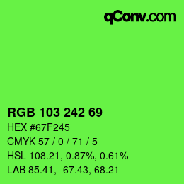 Color code: RGB 103 242 69 | qconv.com