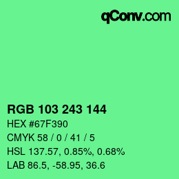 Color code: RGB 103 243 144 | qconv.com