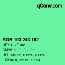 Color code: RGB 103 243 162 | qconv.com