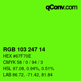 Color code: RGB 103 247 14 | qconv.com