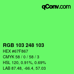 Color code: RGB 103 248 103 | qconv.com