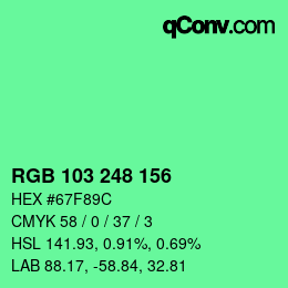 カラーコード: RGB 103 248 156 | qconv.com