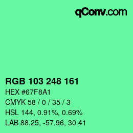 Color code: RGB 103 248 161 | qconv.com