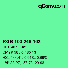 Color code: RGB 103 248 162 | qconv.com