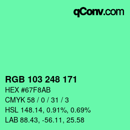 Color code: RGB 103 248 171 | qconv.com