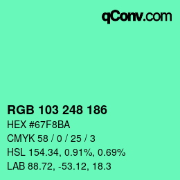 Color code: RGB 103 248 186 | qconv.com