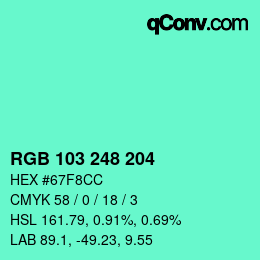Color code: RGB 103 248 204 | qconv.com