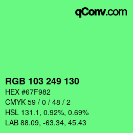 Color code: RGB 103 249 130 | qconv.com