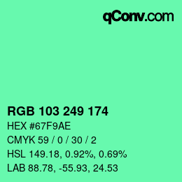 Color code: RGB 103 249 174 | qconv.com
