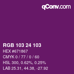 Color code: RGB 103 24 103 | qconv.com