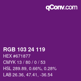 颜色代码: RGB 103 24 119 | qconv.com