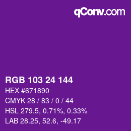 カラーコード: RGB 103 24 144 | qconv.com