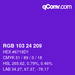 Color code: RGB 103 24 209 | qconv.com