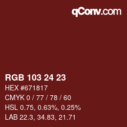 カラーコード: RGB 103 24 23 | qconv.com
