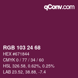カラーコード: RGB 103 24 68 | qconv.com