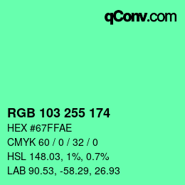 Color code: RGB 103 255 174 | qconv.com