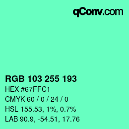 Color code: RGB 103 255 193 | qconv.com