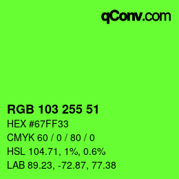 カラーコード: RGB 103 255 51 | qconv.com