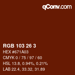 Color code: RGB 103 26 3 | qconv.com