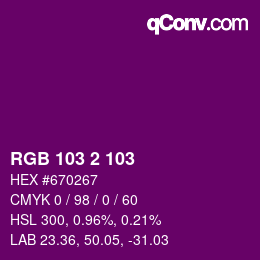 Color code: RGB 103 2 103 | qconv.com