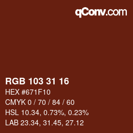 Color code: RGB 103 31 16 | qconv.com