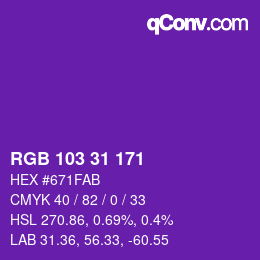 Color code: RGB 103 31 171 | qconv.com